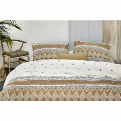 Walra - Dekbedovertrek Ikat Dreams - 140x220 Cm - Wit / Cognac -Cinderella Winkel 1000012886 0103