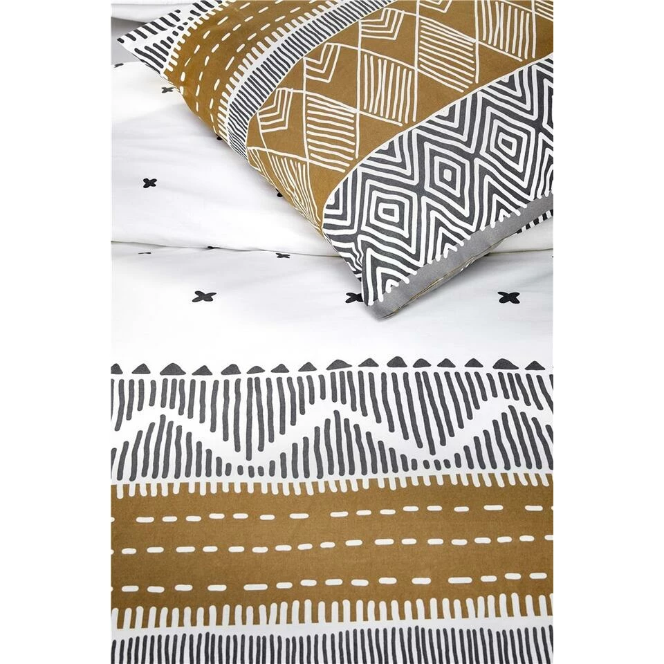 Walra - Dekbedovertrek Ikat Dreams - 240x220 Cm - Wit / Cognac 4 Walra - Dekbedovertrek Ikat Dreams - 240x220 Cm - Wit / Cognac - Afbeelding 2