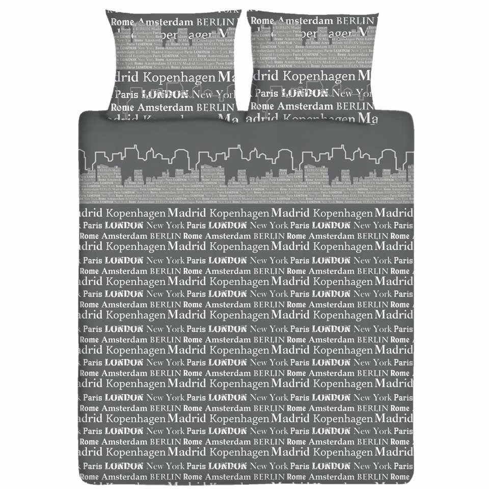 Ten Cate Katoenen Tweepersoons Dekbedovertrek - 200x200/220 - Skyline Taupe 4 Ten Cate Katoenen Tweepersoons Dekbedovertrek - 200x200/220 - Skyline Taupe - Afbeelding 2