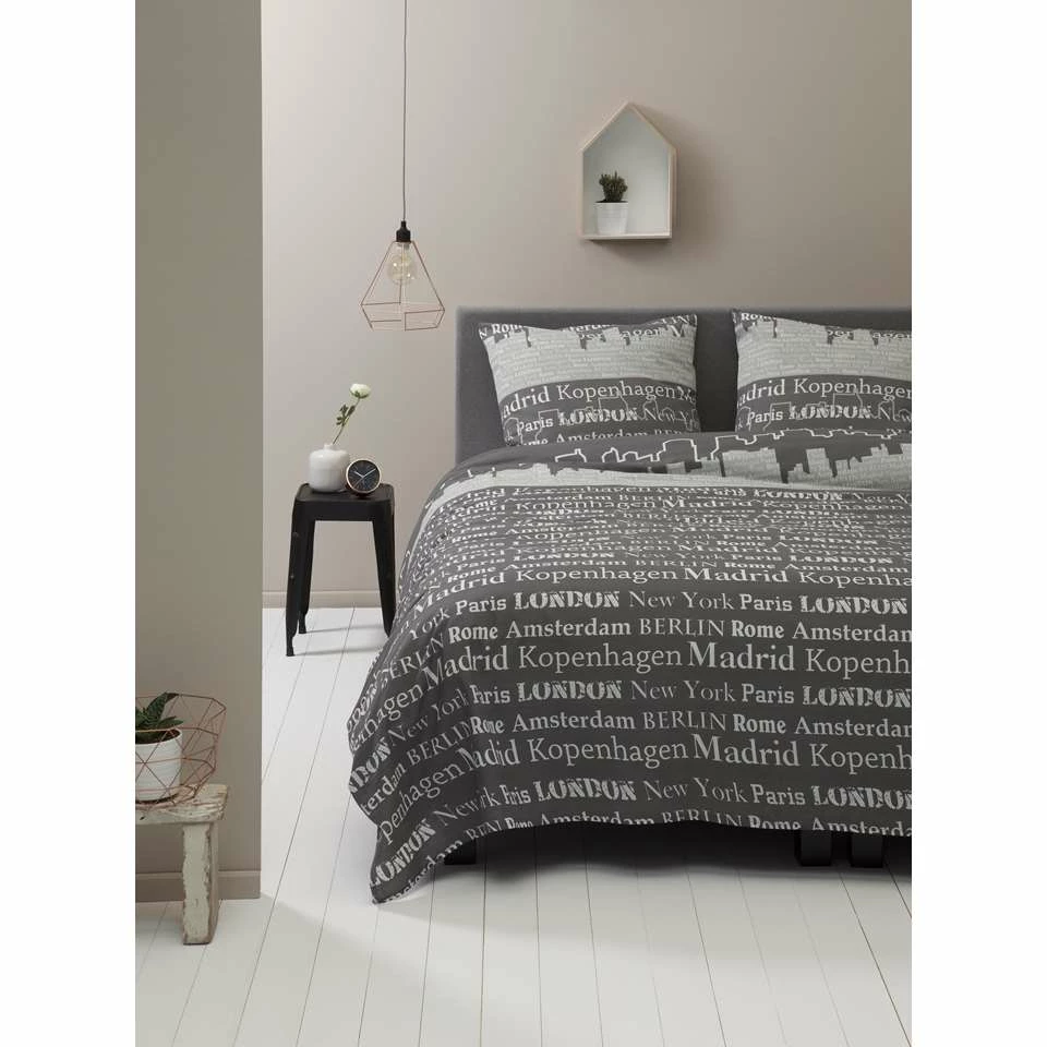 Ten Cate Katoenen Tweepersoons Dekbedovertrek - 200x200/220 - Skyline Taupe 5 Ten Cate Katoenen Tweepersoons Dekbedovertrek - 200x200/220 - Skyline Taupe - Afbeelding 3