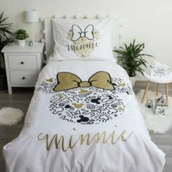 Disney Minnie Mouse Dekbedovertrek Gold - Eenpersoons - 140 X 200 Cm - Katoen -Cinderella Winkel 1000025431 0101