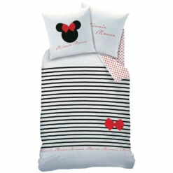 Disney Minnie Mouse Dekbedovertrek, Stripes - 140 X 200 Cm + 63 X 63 Cm - Katoen