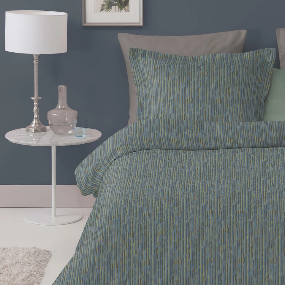 Damai Dekbedovertrek Katoen - 140x200/220cm - Blauw Gestreept Dessin 4 Damai Dekbedovertrek Katoen - 140x200/220cm - Blauw Gestreept Dessin - Afbeelding 2