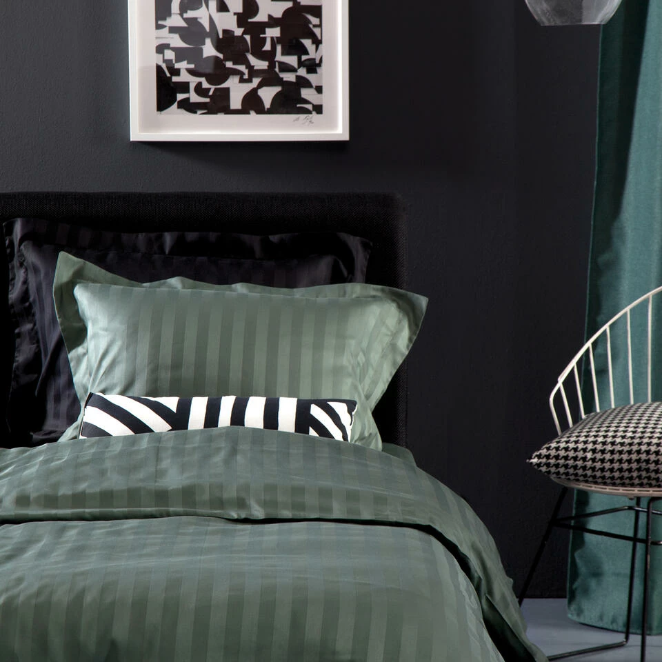 Damai Dekbedovertrek Katoen-satijn - 140x200/220cm - Groen Gestreept 6 Damai Dekbedovertrek Katoen-satijn - 140x200/220cm - Groen Gestreept - Afbeelding 4