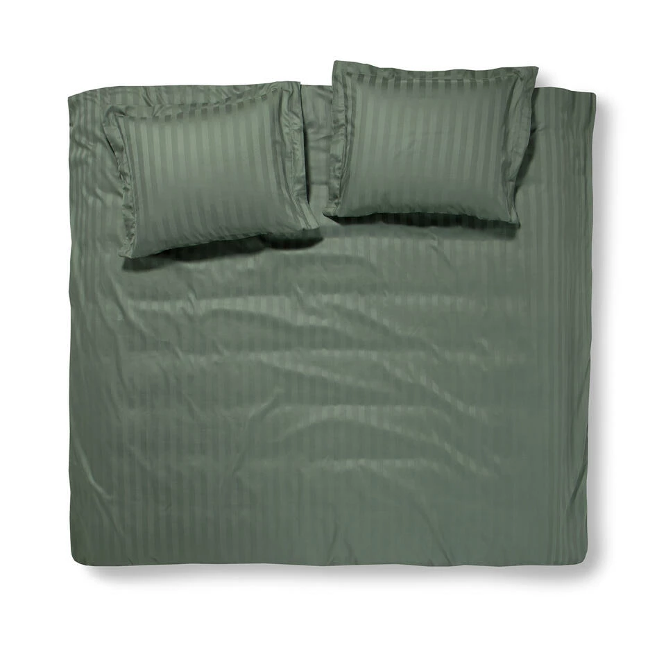 Damai Dekbedovertrek Katoen-satijn - 240 X 240/220cm - Groen Gestreept 3 Damai Dekbedovertrek Katoen-satijn - 240 X 240/220cm - Groen Gestreept
