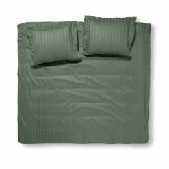 Damai Dekbedovertrek Katoen-satijn - 260x260/220cm - Groen Gestreept