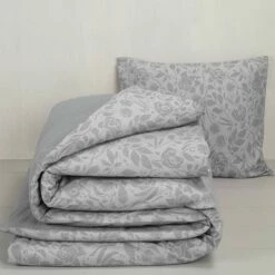 De Witte Lietaer Dekbedovertrek Lea Natural Grey - 140 X 200/220 Cm - Flanel -Cinderella Winkel 1000032000 0103