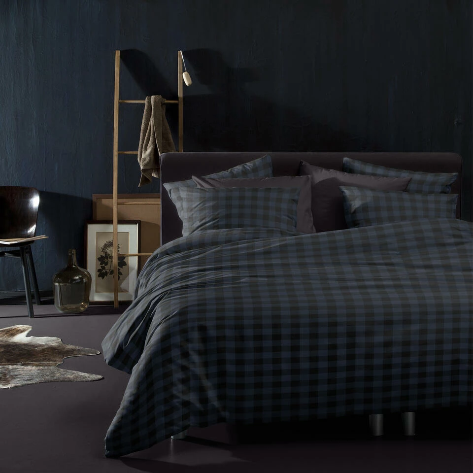 Damai Dekbedovertrek Flanel - 240x200/220cm - Blauw Ruitmotief 4 Damai Dekbedovertrek Flanel - 240x200/220cm - Blauw Ruitmotief - Afbeelding 2