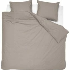 Damai Dekbedovertrek Organic Satijn Taupe-2-persoons (200 X 200/220 Cm)