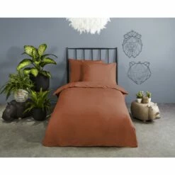 Good Morning Dekbedovertrek "Uni Terracotta" - Terra - (140x220 Cm) -Cinderella Winkel 1000035787 0101