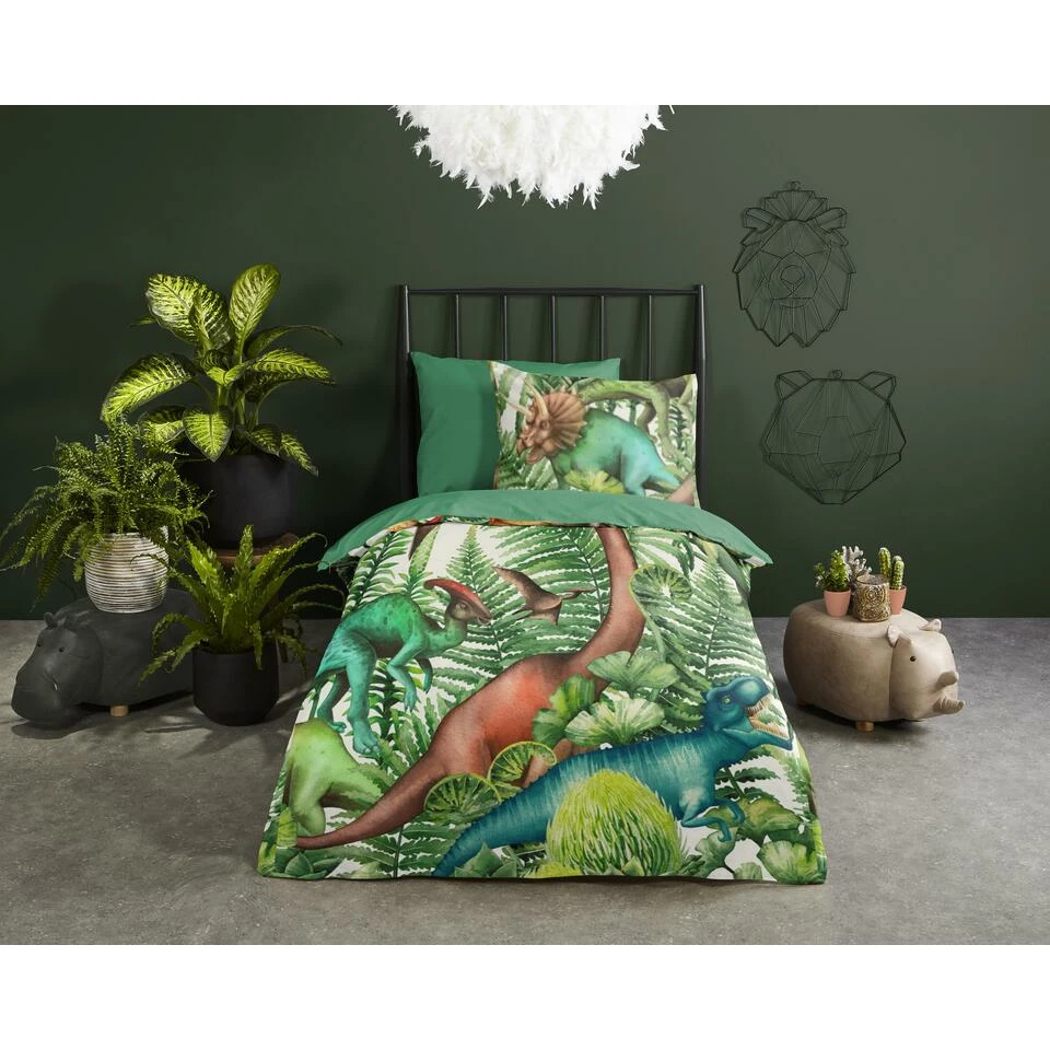 Good Morning Dekbedovertrek "Prehistory" - Groen - (140x220 Cm) 4 Good Morning Dekbedovertrek "Prehistory" - Groen - (140x220 Cm) - Afbeelding 2