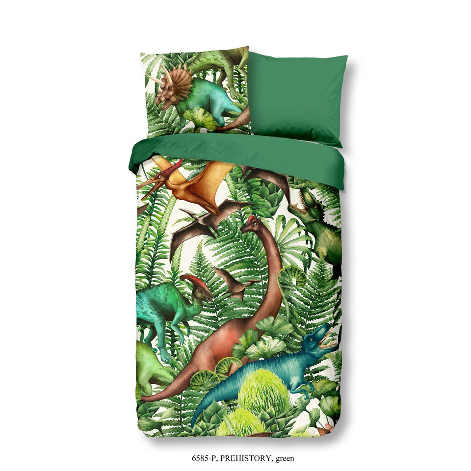 Good Morning Dekbedovertrek "Prehistory" - Groen - (140x220 Cm) 3 Good Morning Dekbedovertrek "Prehistory" - Groen - (140x220 Cm)