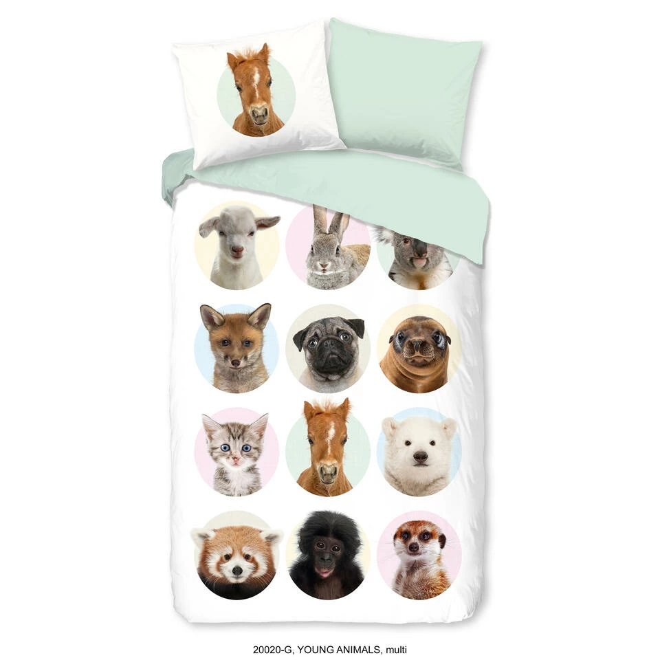 Good Morning Dekbedovertrek "Young Animals" - Multi - (140x220 Cm) 3 Good Morning Dekbedovertrek "Young Animals" - Multi - (140x220 Cm)