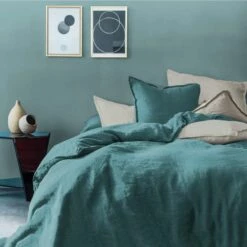 Matt & Rose Set Kussenslopen Groen - 65 X 65 Cm - 100% Linnen -Cinderella Winkel 1000038495 0102