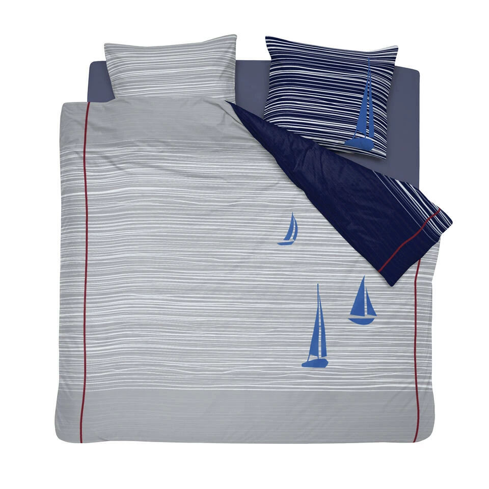 Cinderella Dekbedovertrek Boats - Katoen - 240x200/220 Cm - Deep Blue 4 Cinderella Dekbedovertrek Boats - Katoen - 240x200/220 Cm - Deep Blue - Afbeelding 2