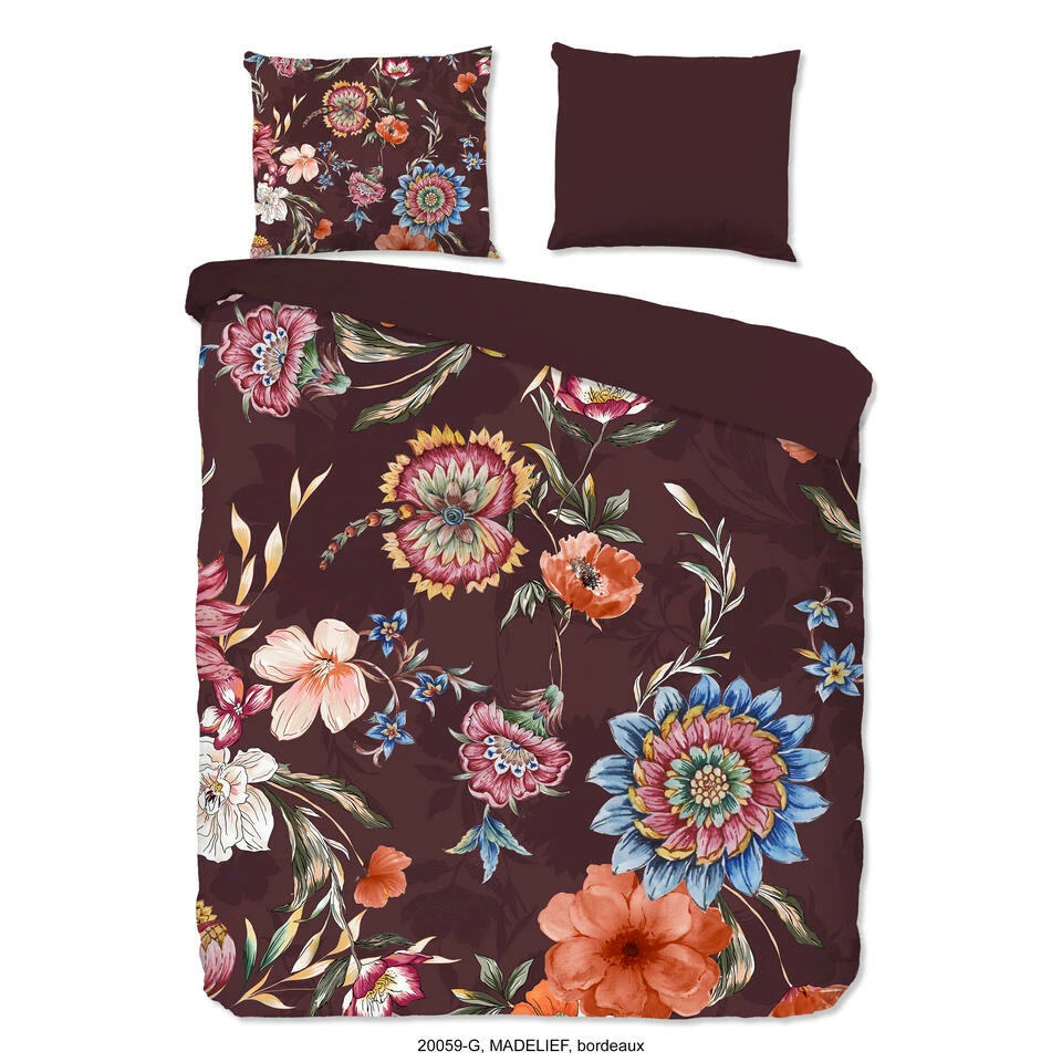 Good Morning Dekbedovertrek "Madelief" - Bordeaux - (140x220 Cm) 3 Good Morning Dekbedovertrek "Madelief" - Bordeaux - (140x220 Cm)