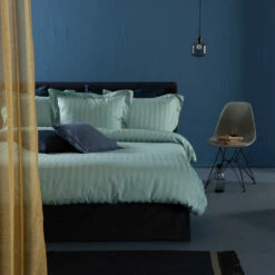 Damai Dekbedovertrek Katoen-satijn - 260x260/220cm - Mist Groen Gestreept -Cinderella Winkel 1000051418 0103