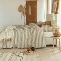 Ariadne At Home Dekbedovertrek Knit Stripes Naturel-2-persoons (200 X 200/220... -Cinderella Winkel 1000051938 0102