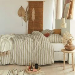 Ariadne At Home Dekbedovertrek Knit Stripes Naturel-2-persoons (200 X 200/220... -Cinderella Winkel 1000051938 0103