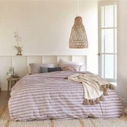 Ariadne At Home Dekbedovertrek Knit Stripes Lila-1-persoons (140 X 200/220 Cm) -Cinderella Winkel 1000052564 0102