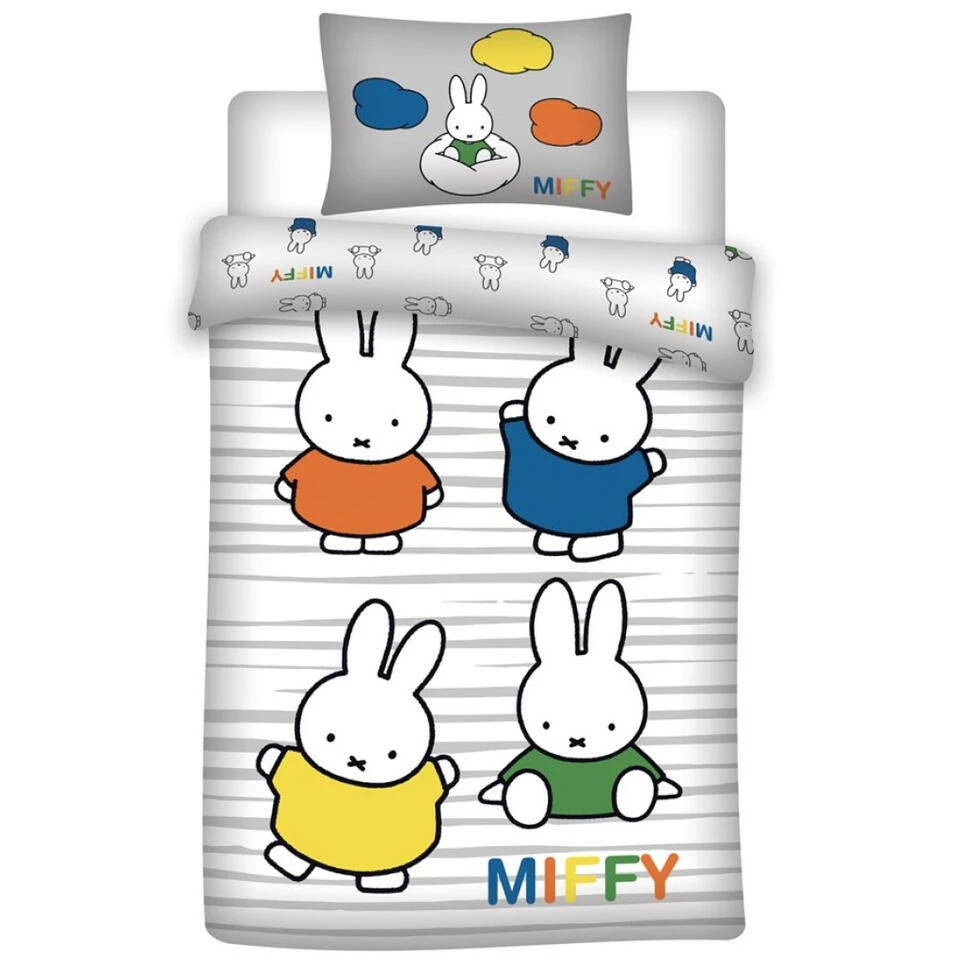Miffy Dekbedovertrek, Nijntje - Eenpersoons - 140 X 200 Cm - Katoen 3 Miffy Dekbedovertrek, Nijntje - Eenpersoons - 140 X 200 Cm - Katoen