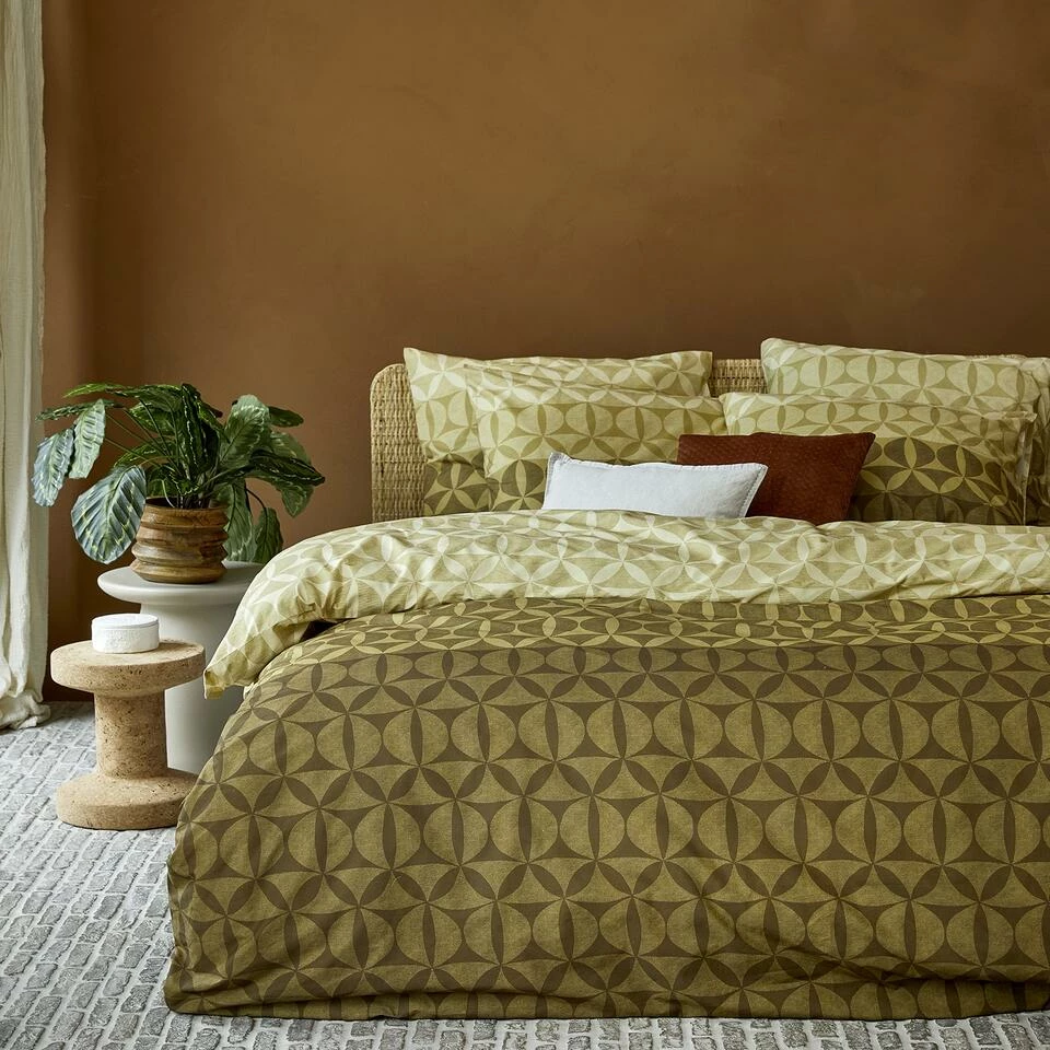 Damai Jada - Dekbedovertrek - Katoen - 200x200/220 Cm - Green 4 Damai Jada - Dekbedovertrek - Katoen - 200x200/220 Cm - Green - Afbeelding 2