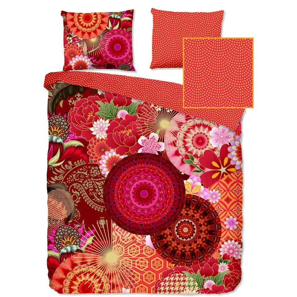 HIP Dekbedovertrek "Yuki" - Rood - (140x220 Cm) 3 HIP Dekbedovertrek "Yuki" - Rood - (140x220 Cm)