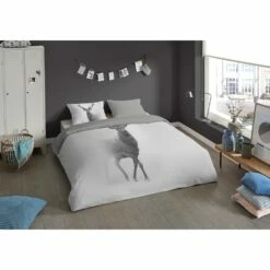 Pure Dekbedovertrek "Grey Deer" - Grijs - (140x220 Cm) -Cinderella Winkel 1000060514 0101