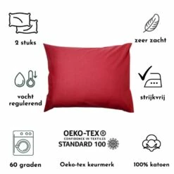 Zavelo Kussenslopen - Hotelkwaliteit - Set Van 2 Stuks - Rood - 60x70cm - 100... 9 Zavelo Kussenslopen - Hotelkwaliteit - Set Van 2 Stuks - Rood - 60x70cm - 100... -Cinderella Winkel 1000061751 0103