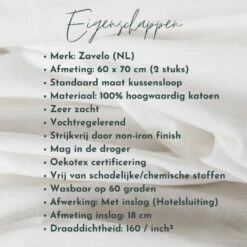 Zavelo Kussenslopen - Hotelkwaliteit - Set Van 2 Stuks - Roze - 60x70cm - 100... -Cinderella Winkel 1000061753 0102