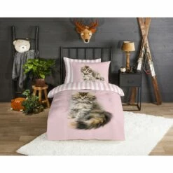 Good Morning Dekbedovertrek "Cat" - Roze - (140x220 Cm) 7 Good Morning Dekbedovertrek "Cat" - Roze - (140x220 Cm) -Cinderella Winkel 1000063637 0101