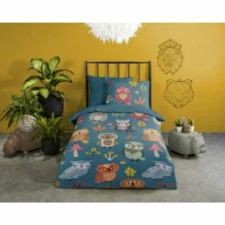 Good Morning Dekbedovertrek "Owls" - Petrol - (140x220 Cm) -Cinderella Winkel 1000068619 0101