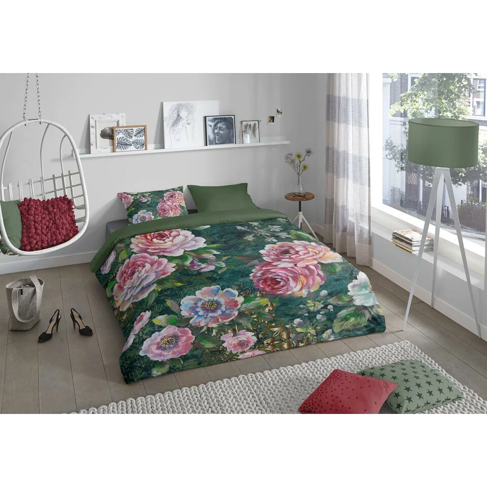 Good Morning Dekbedovertrek "Fleur" - Groen - (200x220 Cm) 4 Good Morning Dekbedovertrek "Fleur" - Groen - (200x220 Cm) - Afbeelding 2