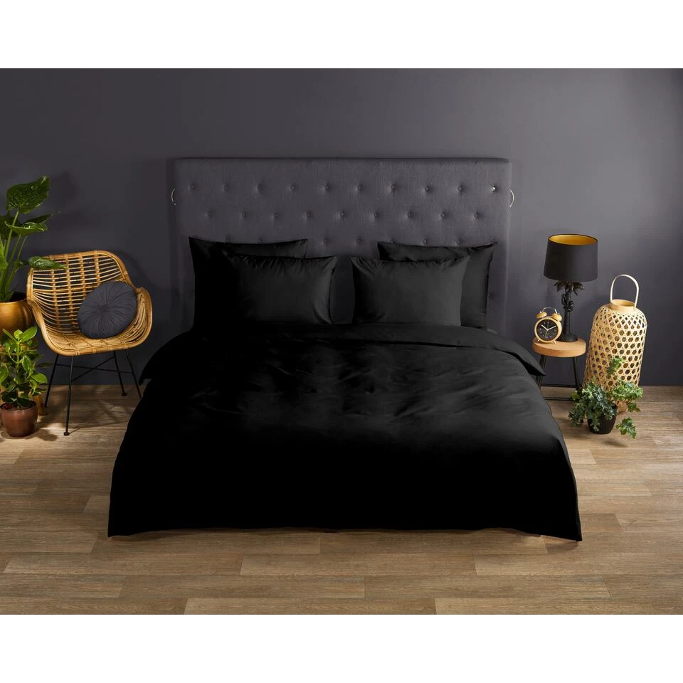 Good Morning Dekbedovertrek "Uni Black" - Zwart - (240x220 Cm) 4 Good Morning Dekbedovertrek "Uni Black" - Zwart - (240x220 Cm) - Afbeelding 2