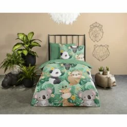 Good Morning Dekbedovertrek "Momo" - Groen - (100x135 Cm) -Cinderella Winkel 1000083119 0101