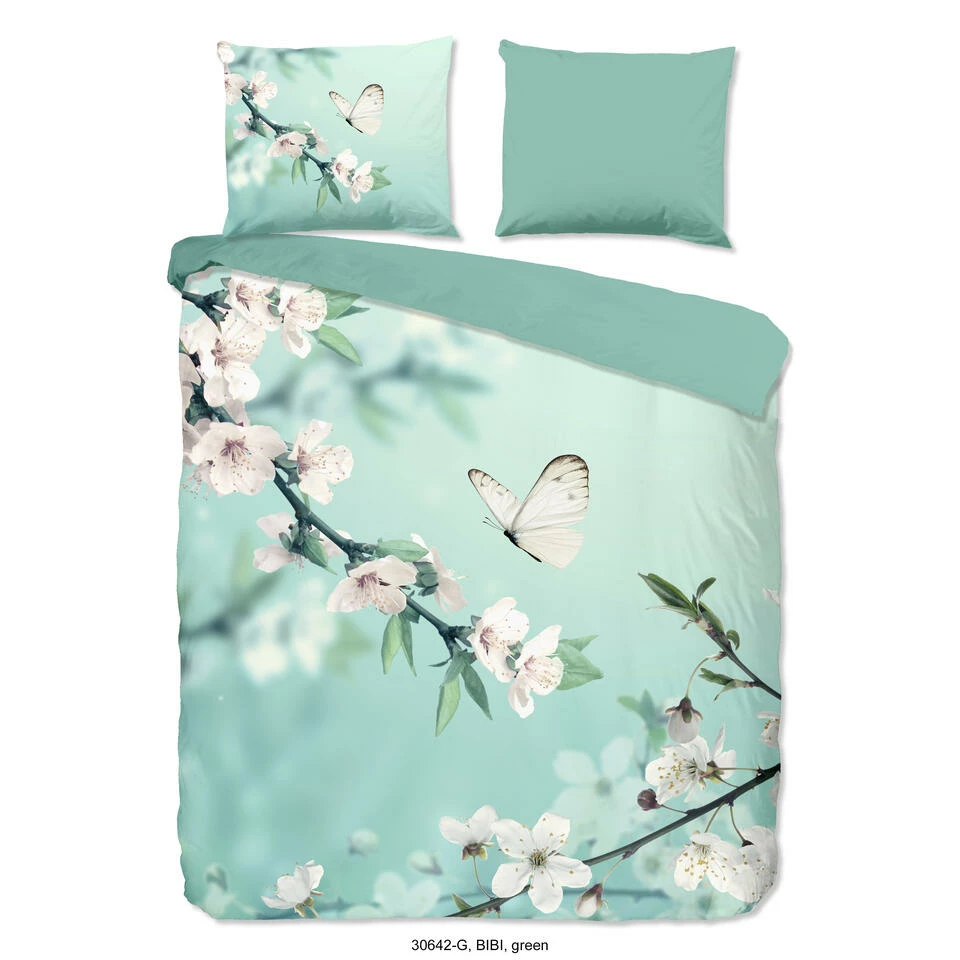 Pure Dekbedovertrek "Bibi" - Groen - (200x220 Cm) 3 Pure Dekbedovertrek "Bibi" - Groen - (200x220 Cm)