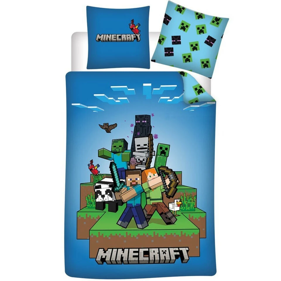Minecraft Dekbedovertrek Fight - Eenpersoons - 140 X 200 Cm - Polyester 3 Minecraft Dekbedovertrek Fight - Eenpersoons - 140 X 200 Cm - Polyester