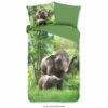 Good Morning Dekbedovertrek "Elephants" - Groen - (140x220 Cm) -Cinderella Winkel 1000092740