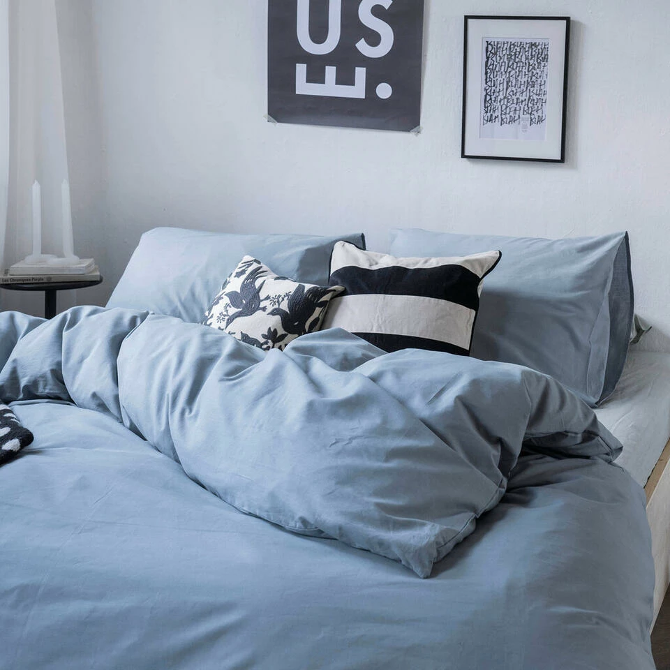 Dindi Home - Dekbedovertrek Plain Beauty - 260x220 Cm - Blauw 4 Dindi Home - Dekbedovertrek Plain Beauty - 260x220 Cm - Blauw - Afbeelding 2