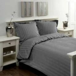 Papillon Dekbedovertrek Satijn Streep - 240x200/220 Cm - Grijs -Cinderella Winkel 1173930963 0101