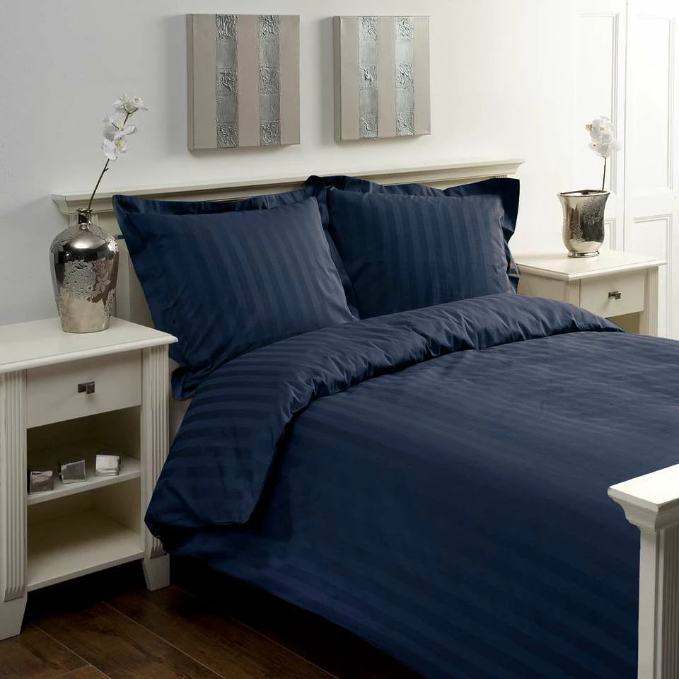 Papillon Dekbedovertrek Satijn Streep - 200x200/220 Cm - Blauw 4 Papillon Dekbedovertrek Satijn Streep - 200x200/220 Cm - Blauw - Afbeelding 2