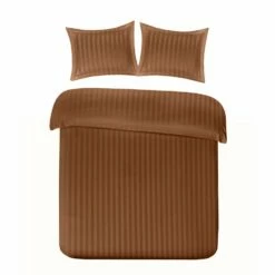 Papillon Dekbedovertrek Satijn Streep - 200x200/220 Cm - Bruin