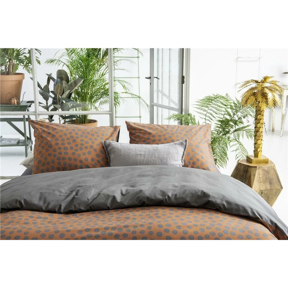 Walra - Dekbedovertrek Spots & Dots - 140x220 Cm - Cognac 4 Walra - Dekbedovertrek Spots & Dots - 140x220 Cm - Cognac - Afbeelding 2