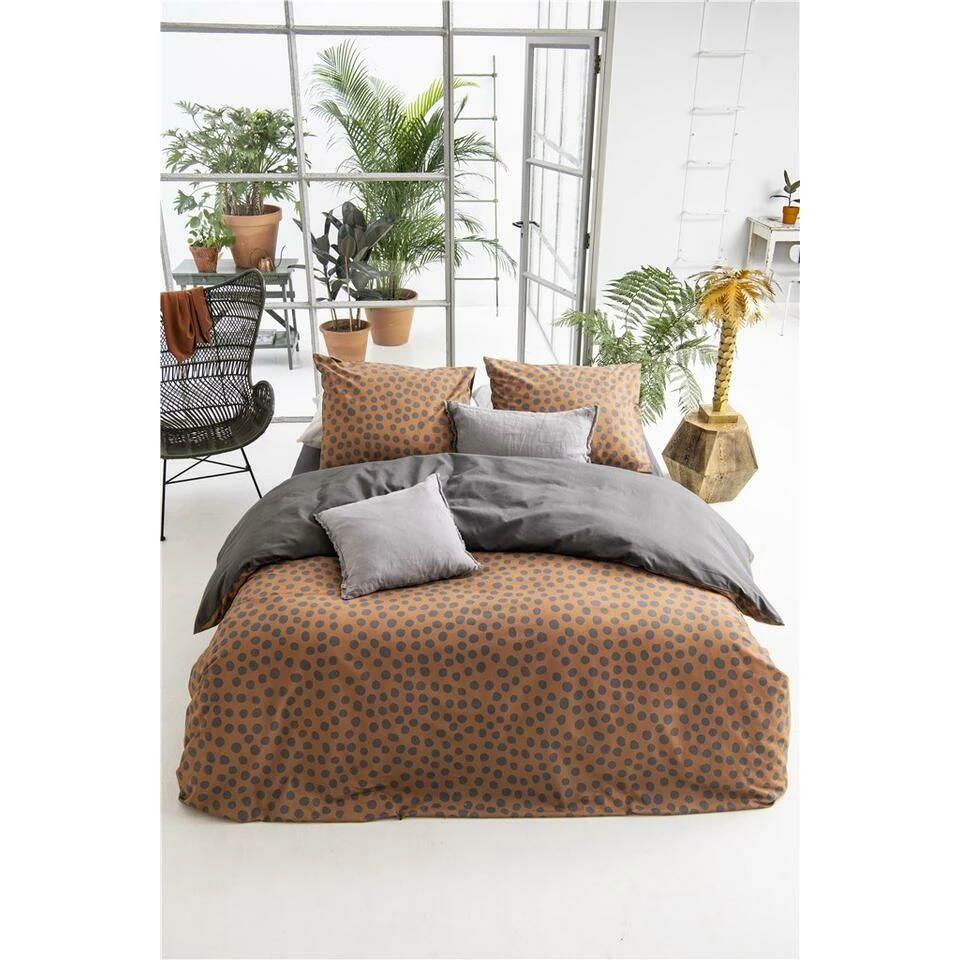 Walra - Dekbedovertrek Spots & Dots - 140x220 Cm - Cognac 6 Walra - Dekbedovertrek Spots & Dots - 140x220 Cm - Cognac - Afbeelding 4