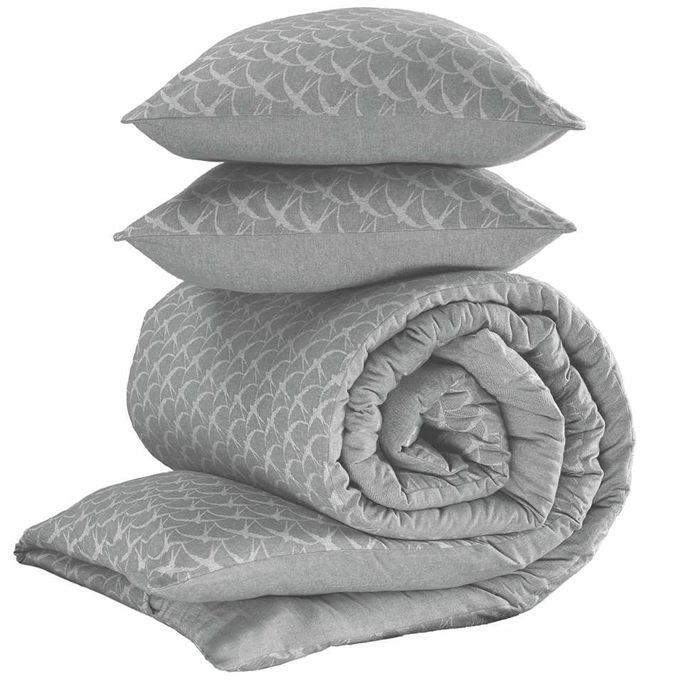 De Witte Lietaer Dekbedovertrek Birds Grey - Hotelmaat - 260 X 240 Cm - Flanel 5 De Witte Lietaer Dekbedovertrek Birds Grey - Hotelmaat - 260 X 240 Cm - Flanel - Afbeelding 3