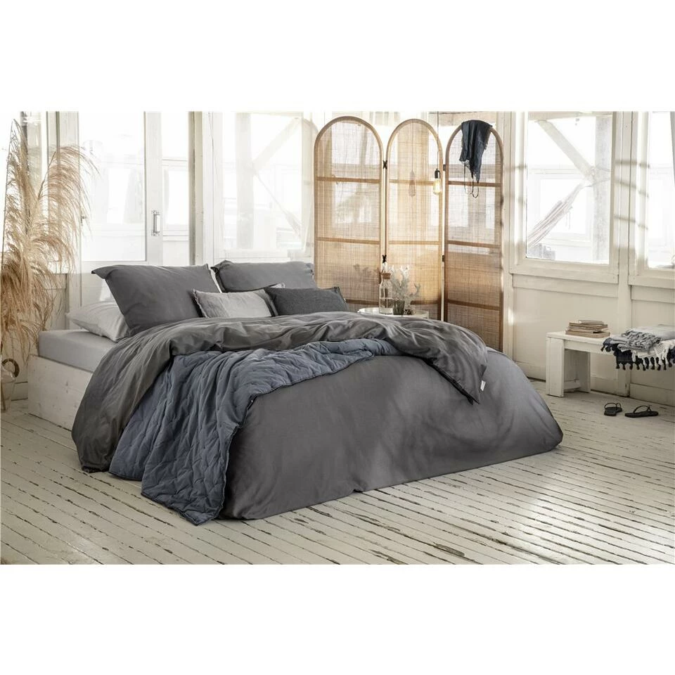 Walra - Dekbedovertrek Vintage Satin - 140x220 Cm - Antraciet 6 Walra - Dekbedovertrek Vintage Satin - 140x220 Cm - Antraciet - Afbeelding 4