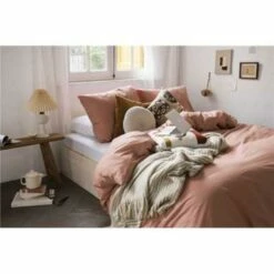 Dindi Home - Dekbedovertrek Plain Beauty - 200x220 Cm - Terra -Cinderella Winkel 1397994520 0102