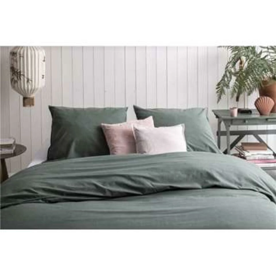 Walra - Dekbedovertrek Vintage Cotton - 240x220 Cm - Donker Groen 4 Walra - Dekbedovertrek Vintage Cotton - 240x220 Cm - Donker Groen - Afbeelding 2