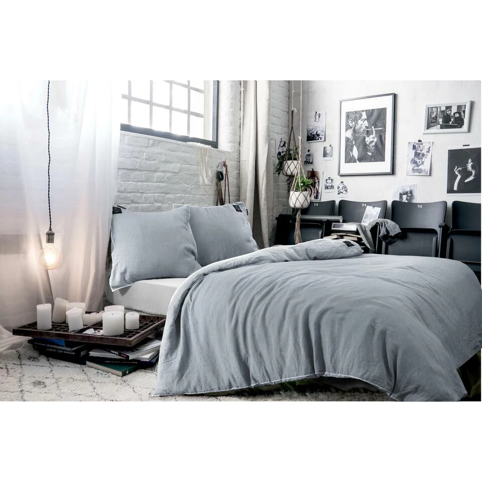 BLCKOUT Ohio - Linnen - Dekbedovertrek - 140x200/220 Cm - Blauw 4 BLCKOUT Ohio - Linnen - Dekbedovertrek - 140x200/220 Cm - Blauw - Afbeelding 2