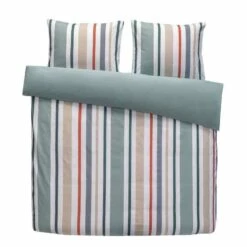 Comfort Dekbedovertrek Ragnar Strepen - Wit/groen - 200x200/220 Cm